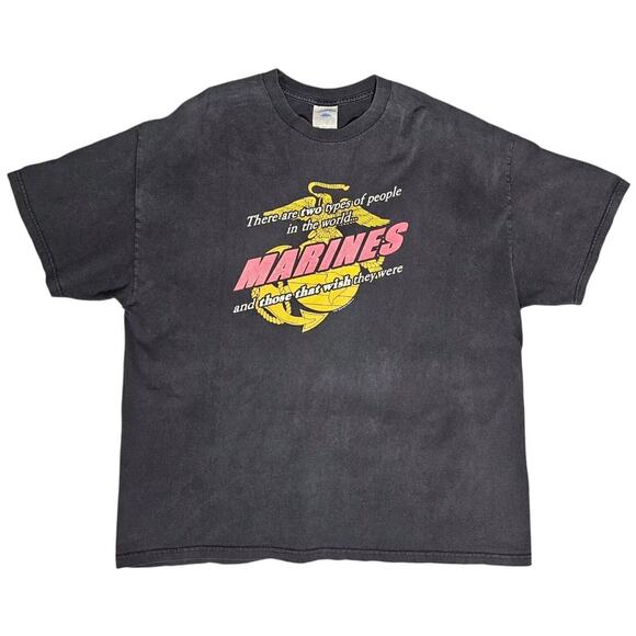Vtg US Marines T-Shirt Two Types People Y2K Black Tennessee River Mens 2XL 2001 - Picture 1 of 10